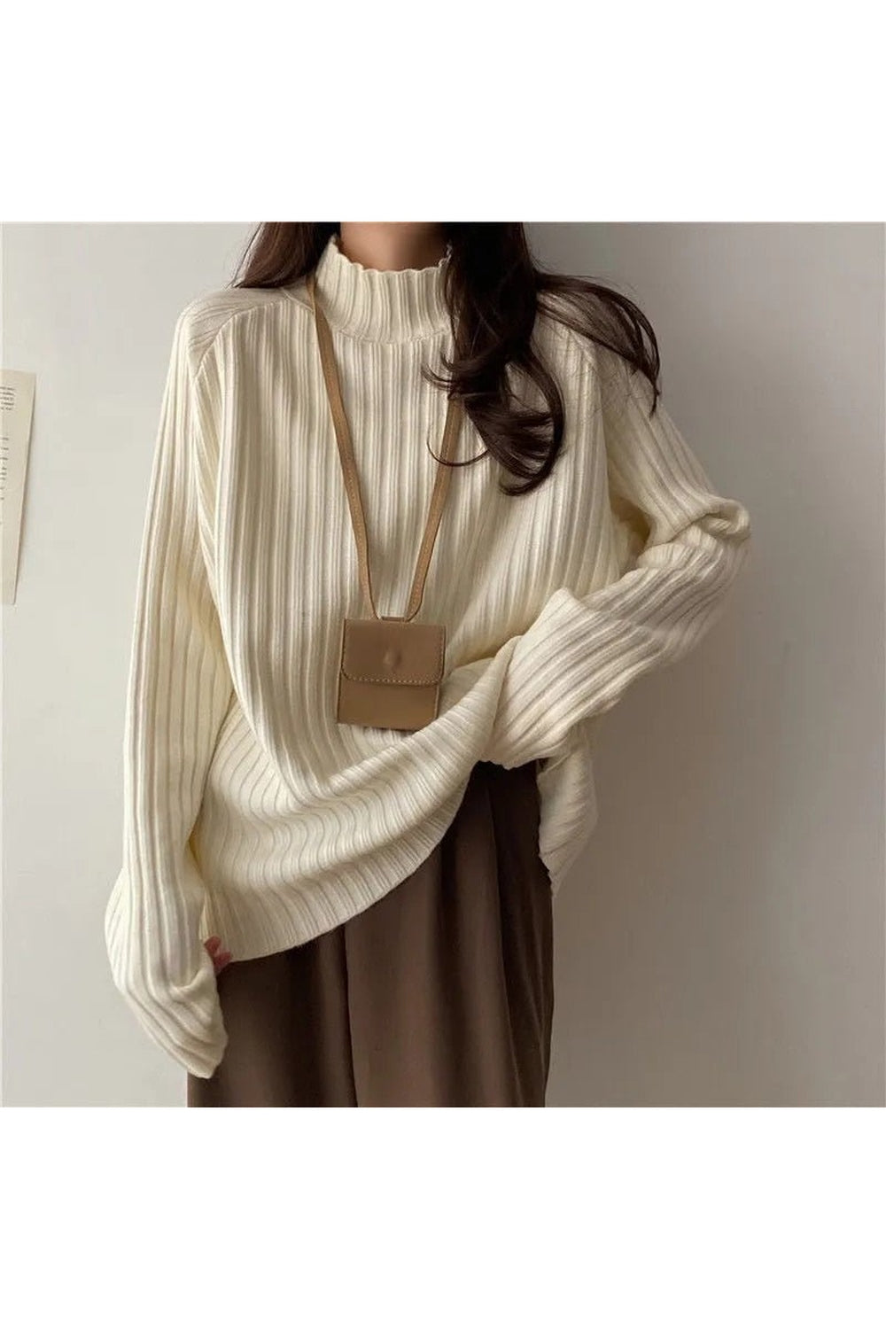 Y2k Turtleneck Solid Office Sweater