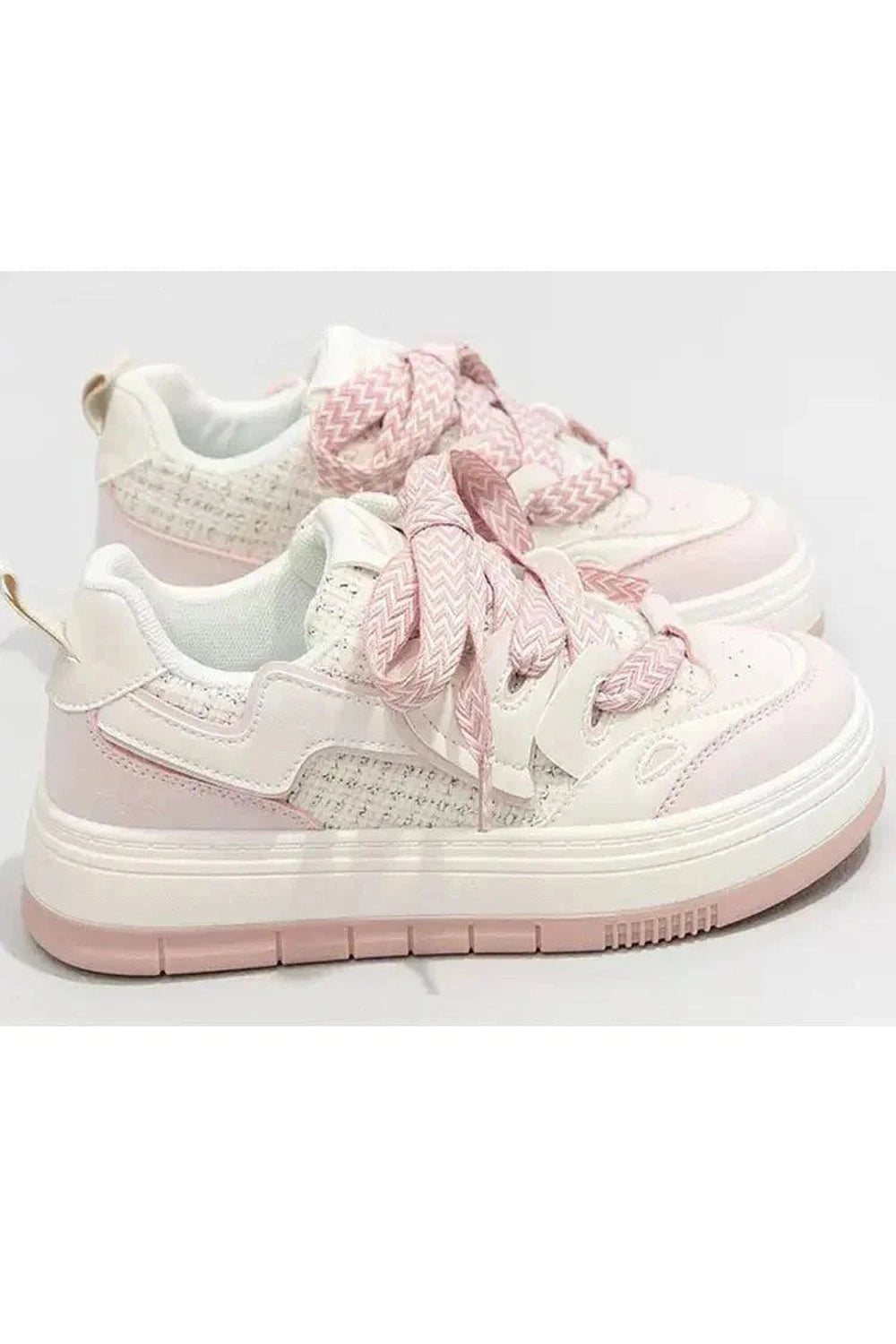 Y2k Tweed & Pink Ribbon Sneakers