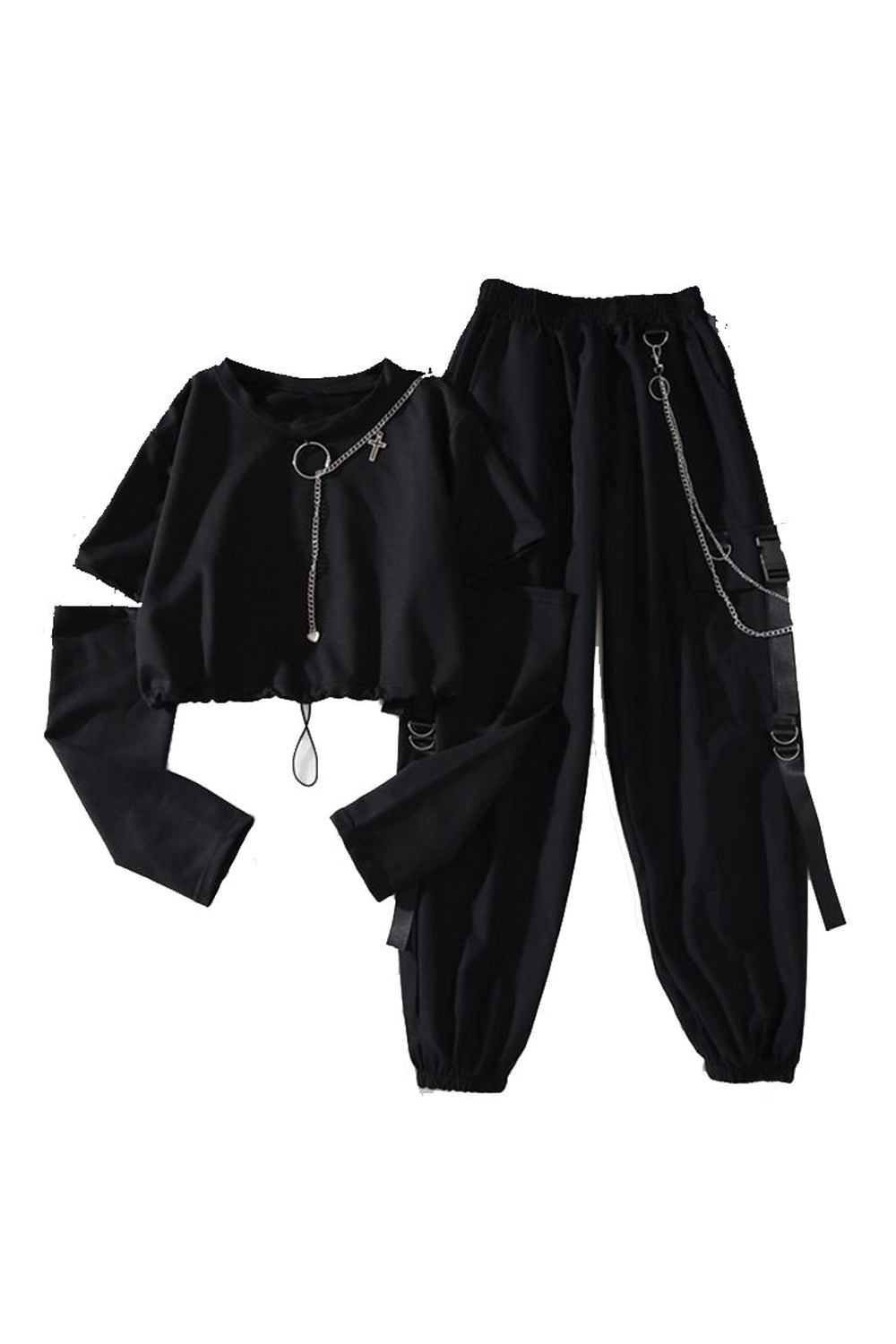 Y2k Two-piece Aesthetic Suit Set With Chains