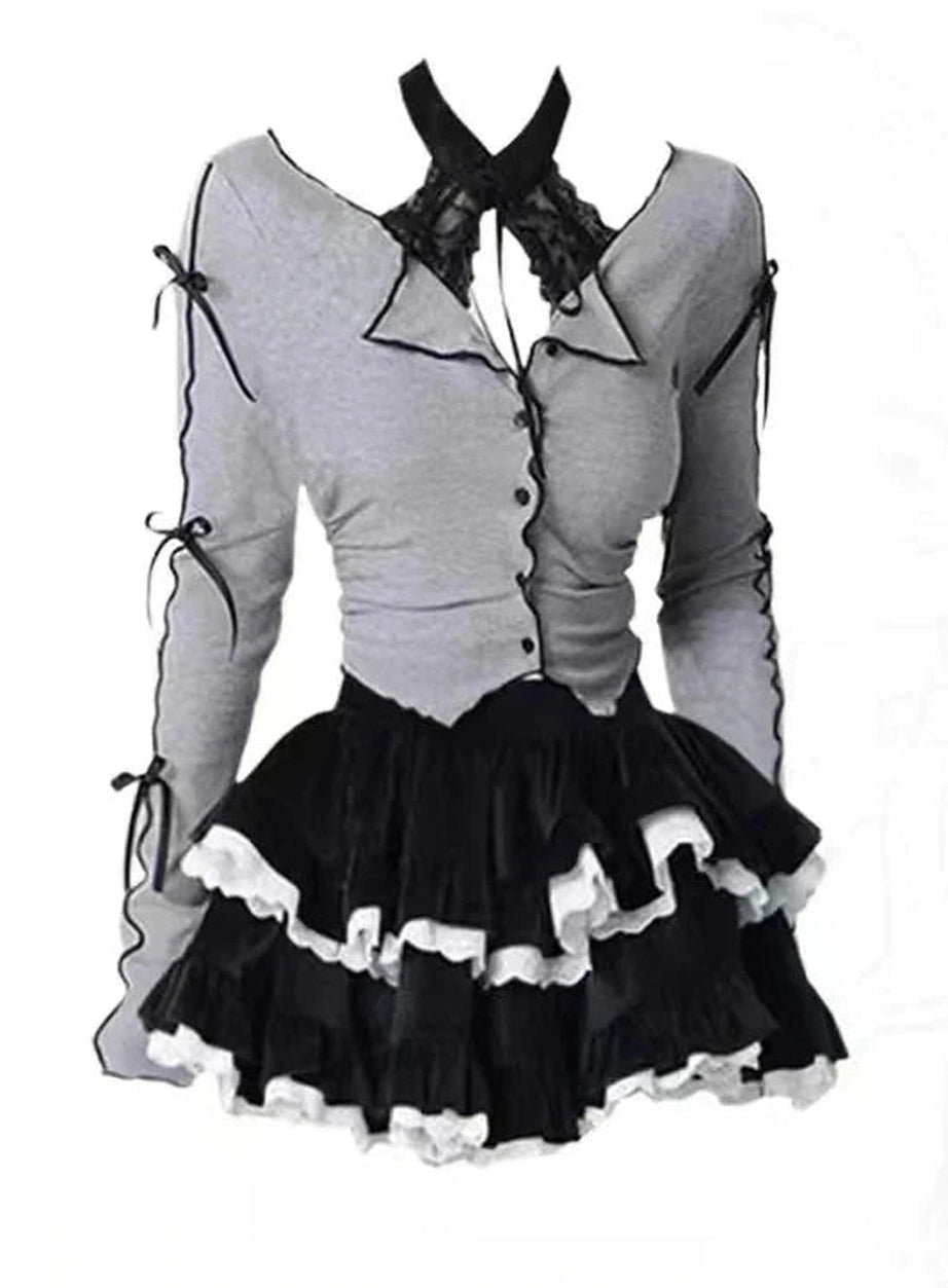 Y2k Two-Piece Long Sleeve Outfit