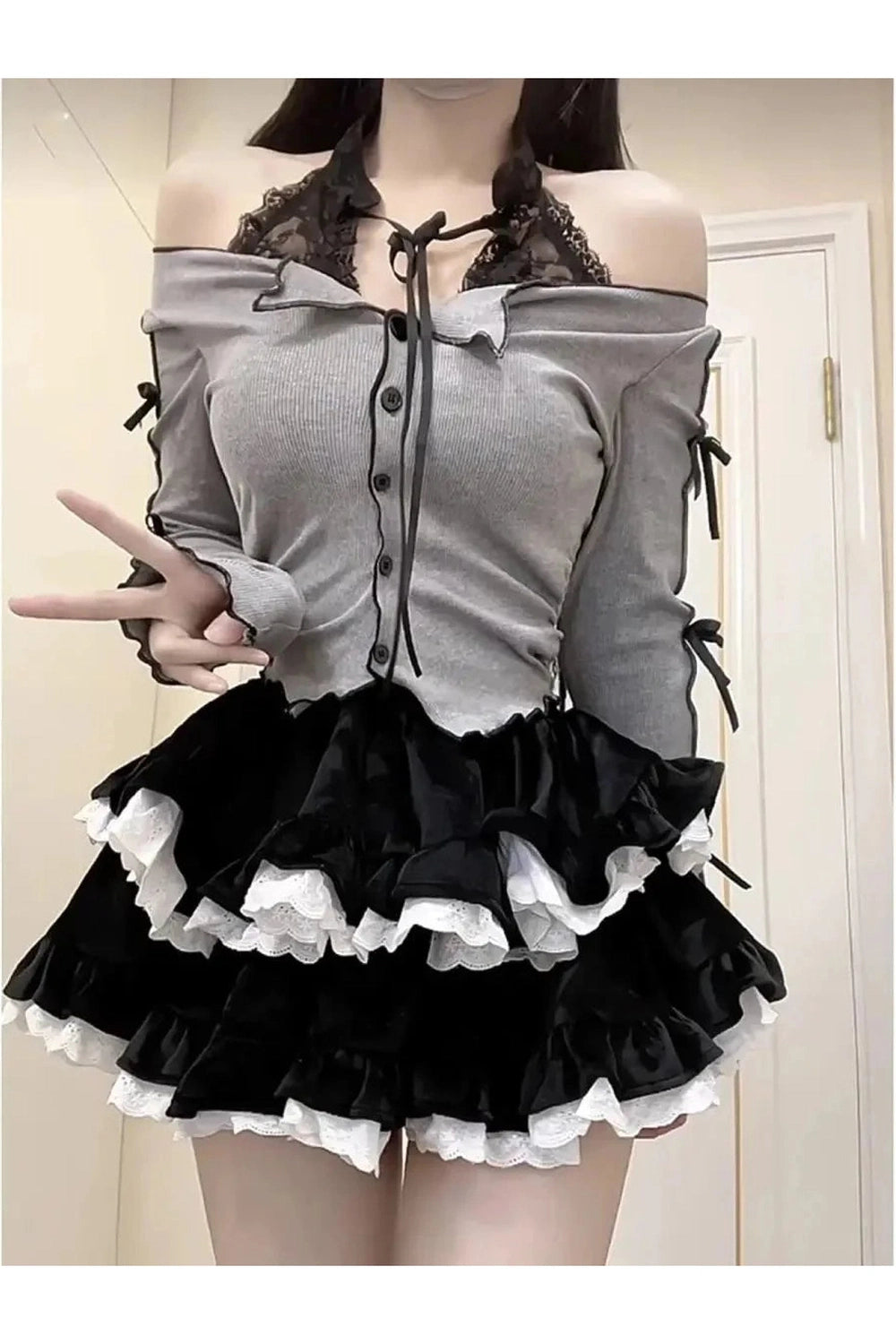 Y2k Two-Piece Long Sleeve Outfit