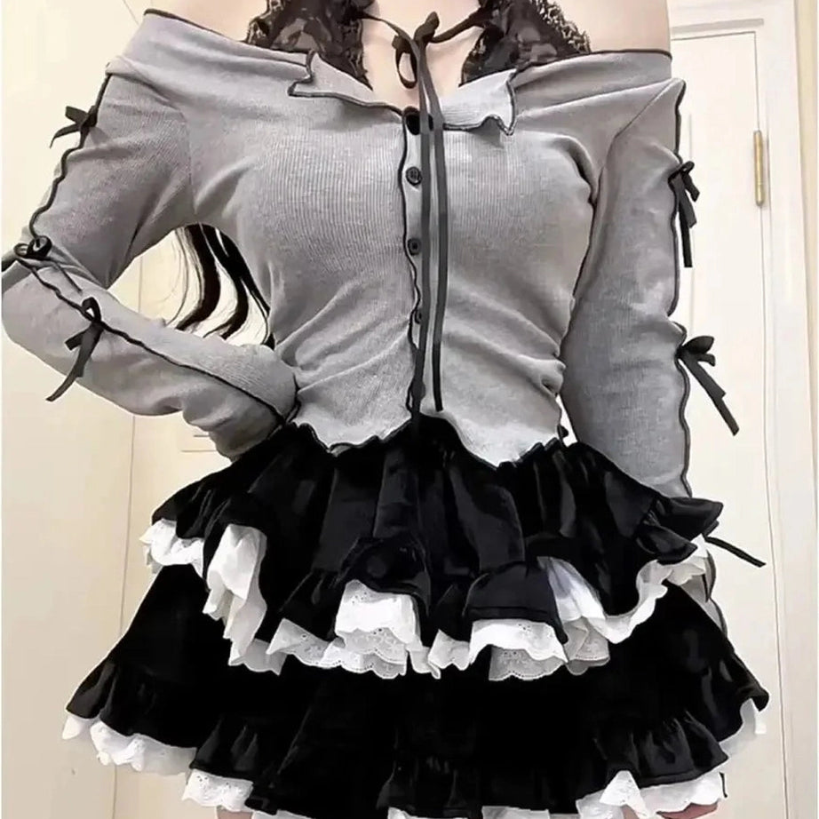 Y2k Two-Piece Long Sleeve Outfit