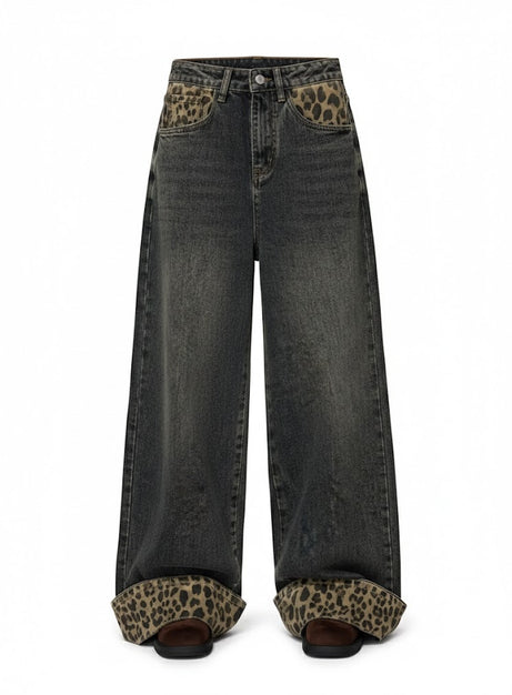 Retro Leopard Print Y2k Jeans