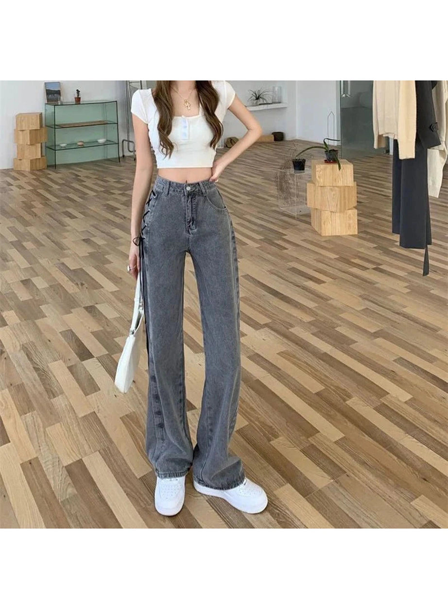 Y2k Urban Edge Lace-Up Denim