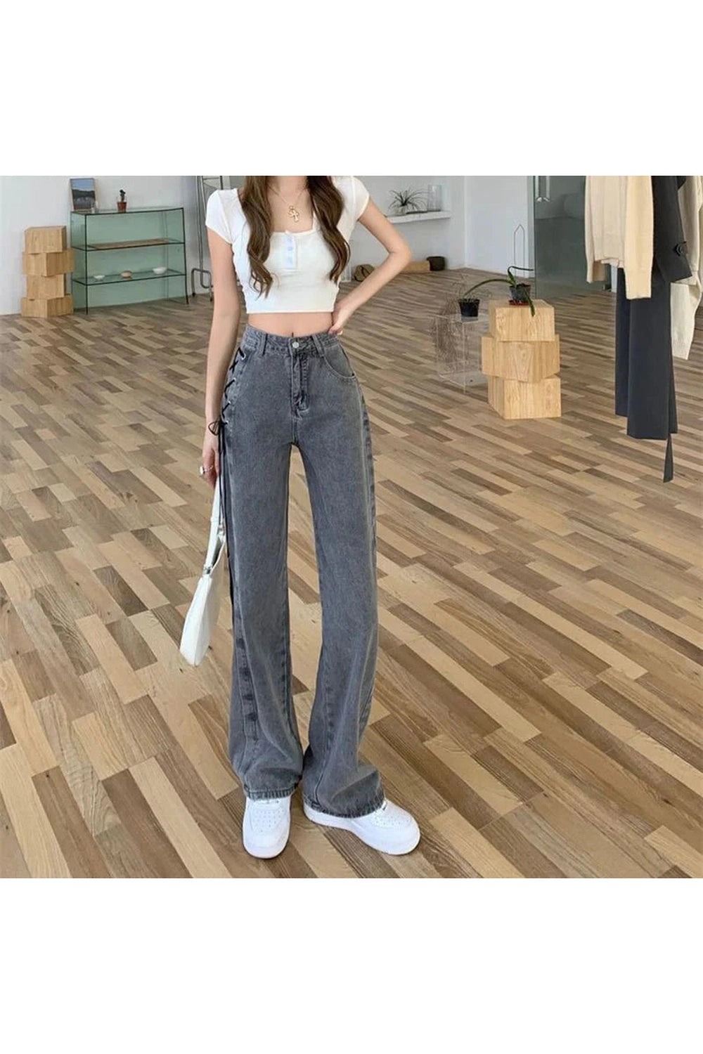 Y2k Urban Edge Lace-Up Denim