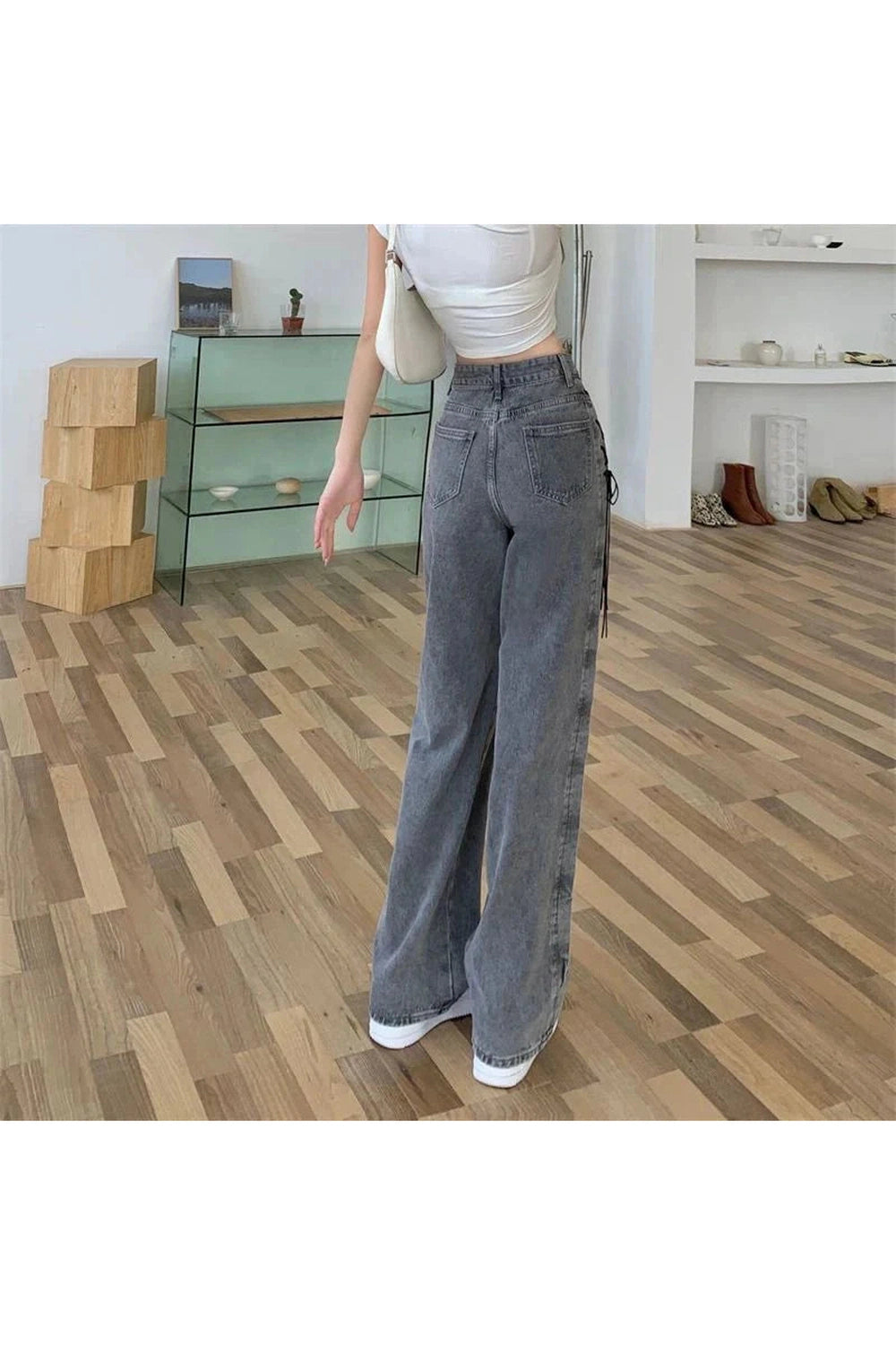 Y2k Urban Edge Lace-Up Denim