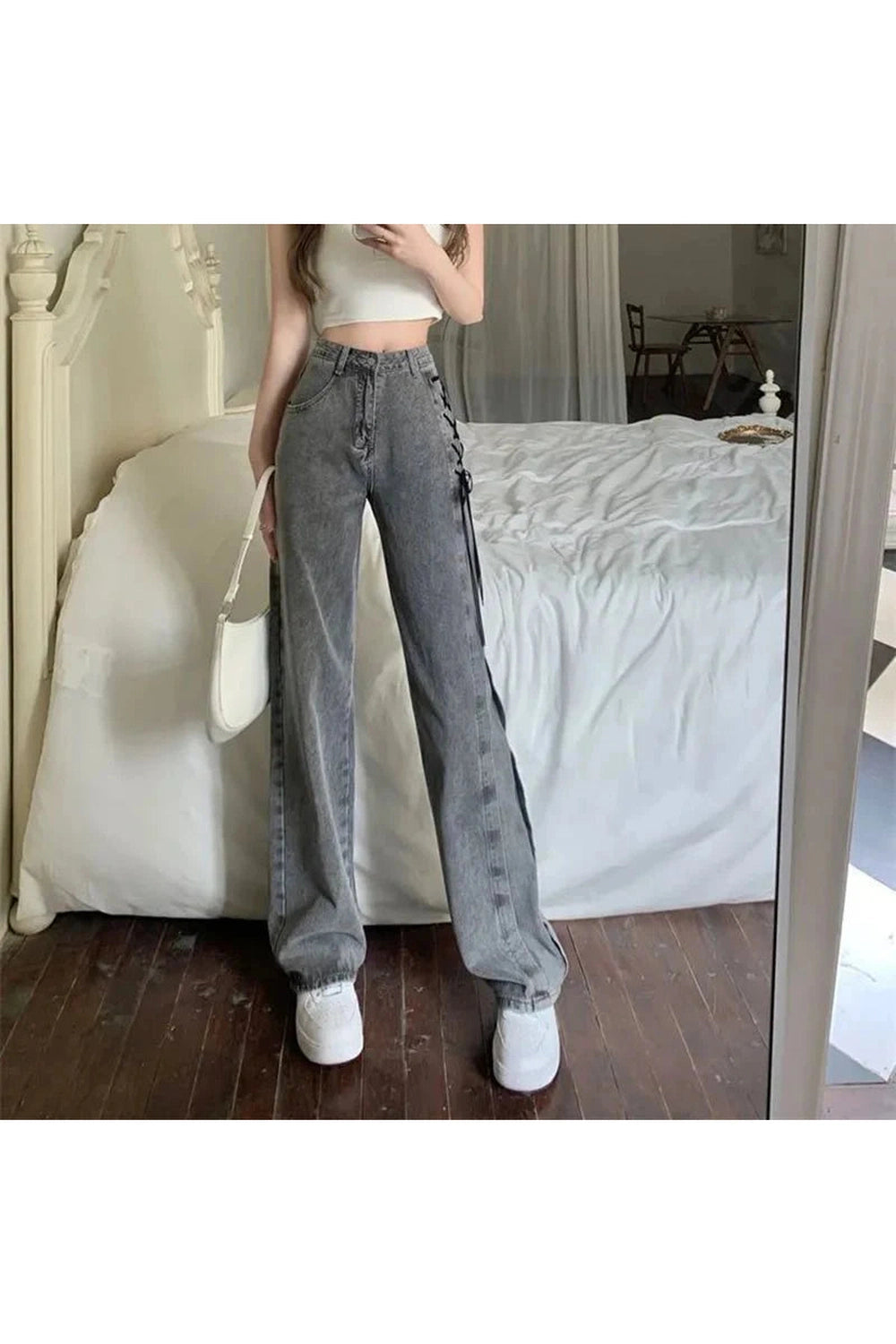 Y2k Urban Edge Lace-Up Denim