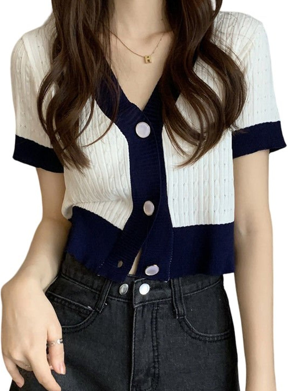 Y2k V-neck Cardigan Crop Top