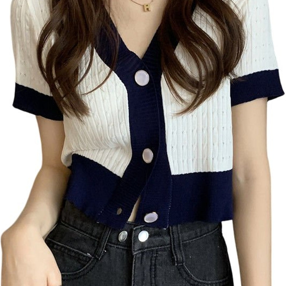 Y2k V-neck Cardigan Crop Top