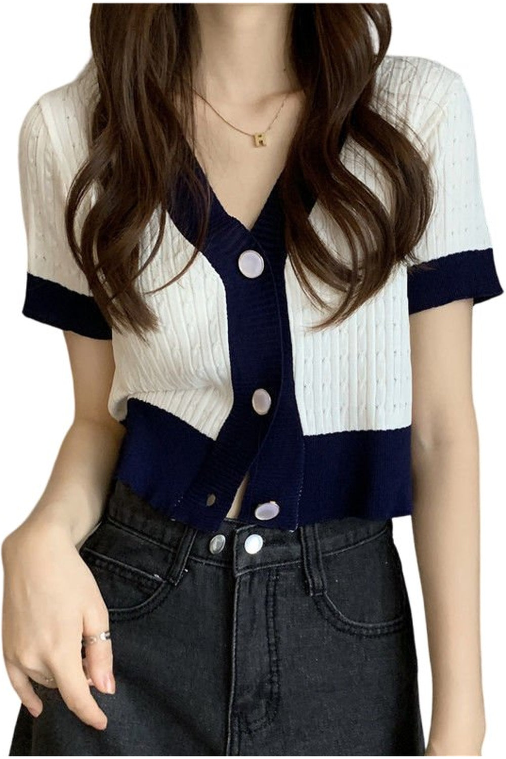 Y2k V-neck Cardigan Crop Top