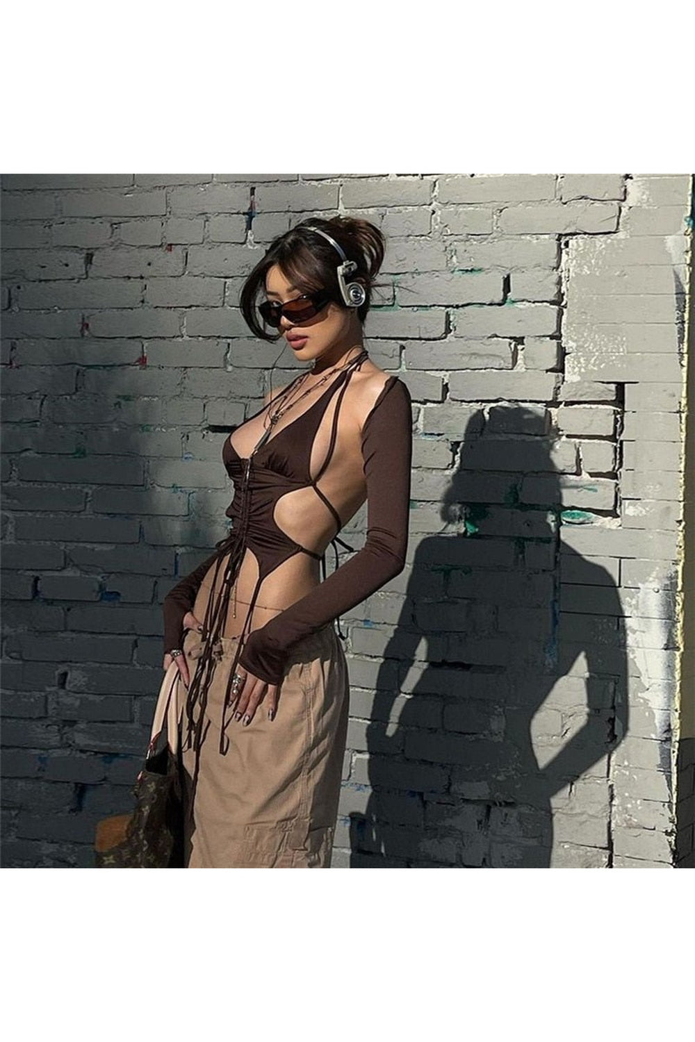 Y2k V-Neck Crop Halter Top