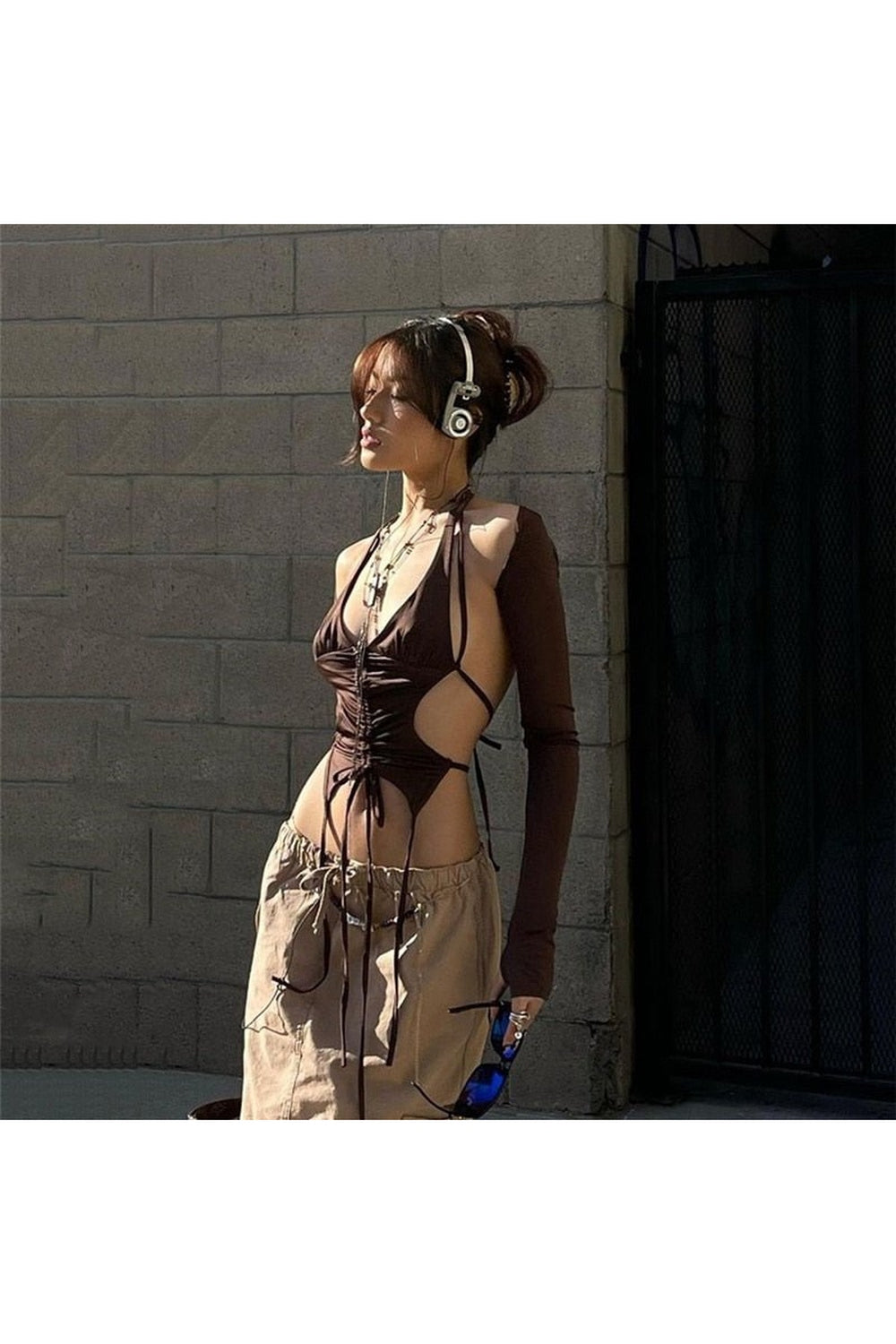 Y2k V-Neck Crop Halter Top