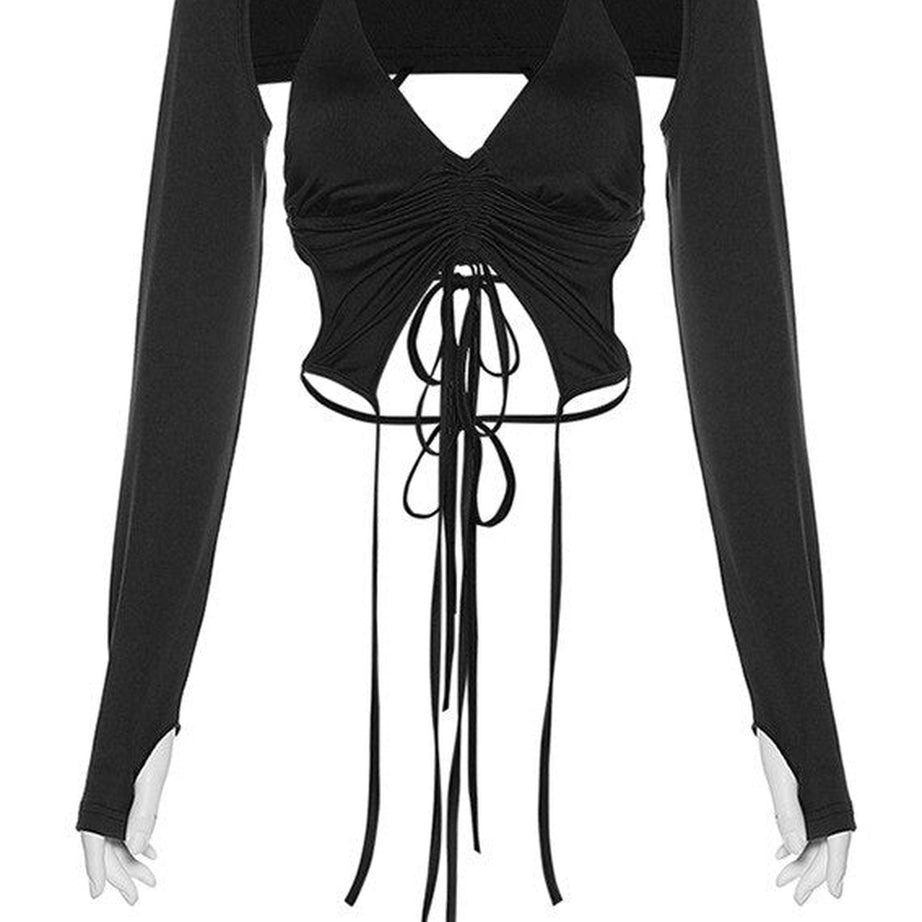 Y2k V-Neck Crop Halter Top