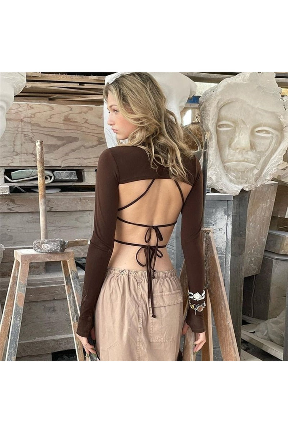 Y2k V-Neck Crop Halter Top