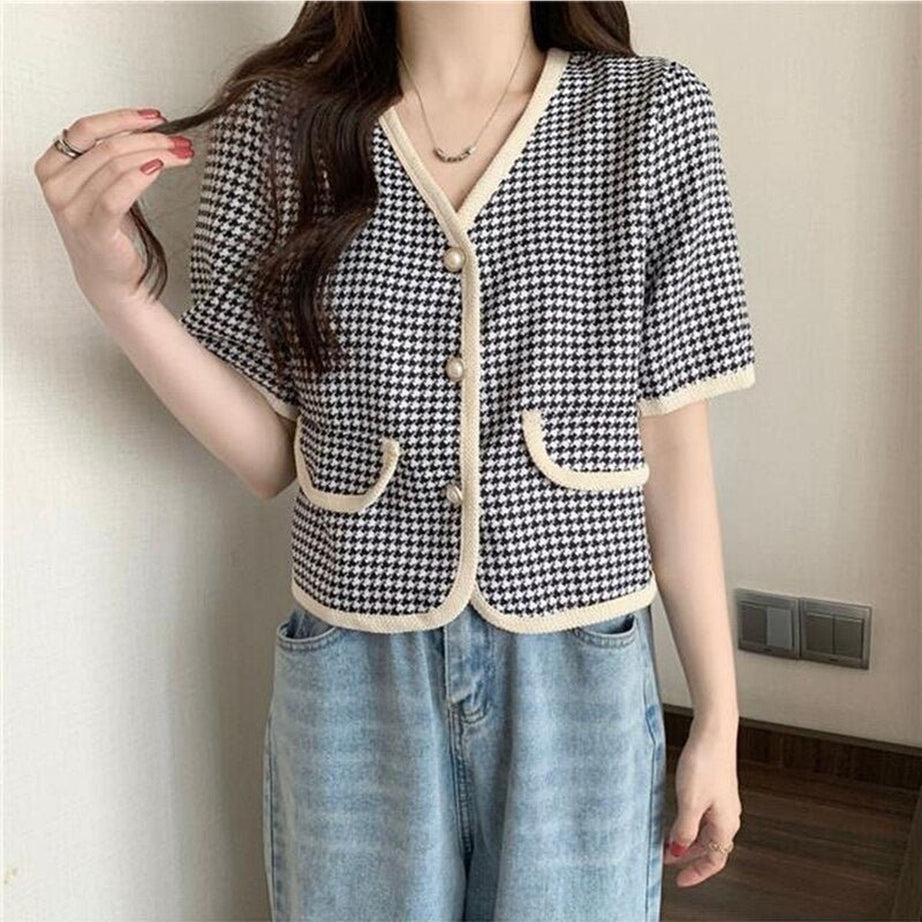 Y2k V-Neck Cropped Shirt