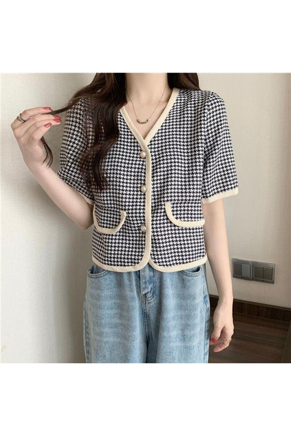 Y2k V-Neck Cropped Shirt