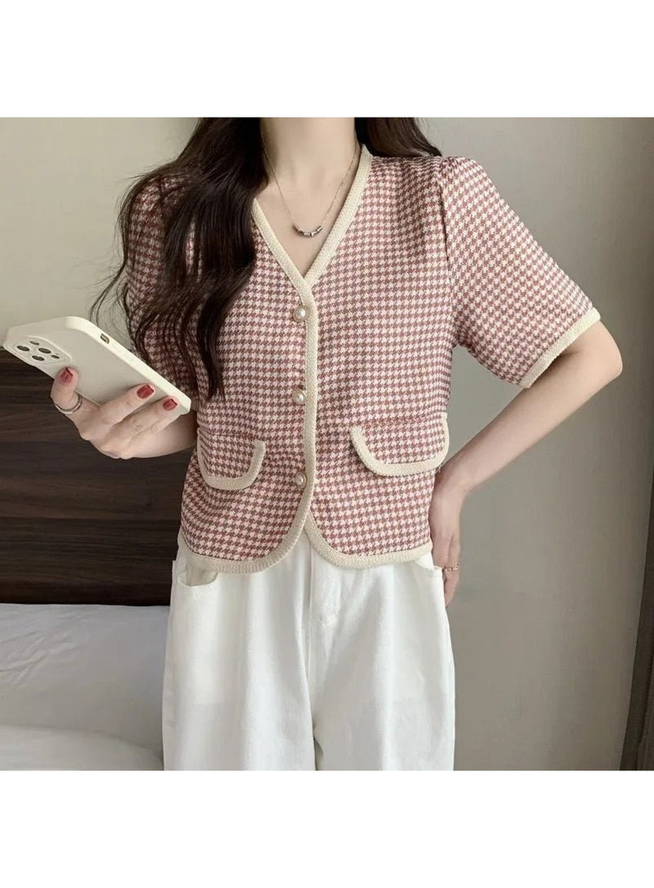 Y2k V-Neck Cropped Shirt