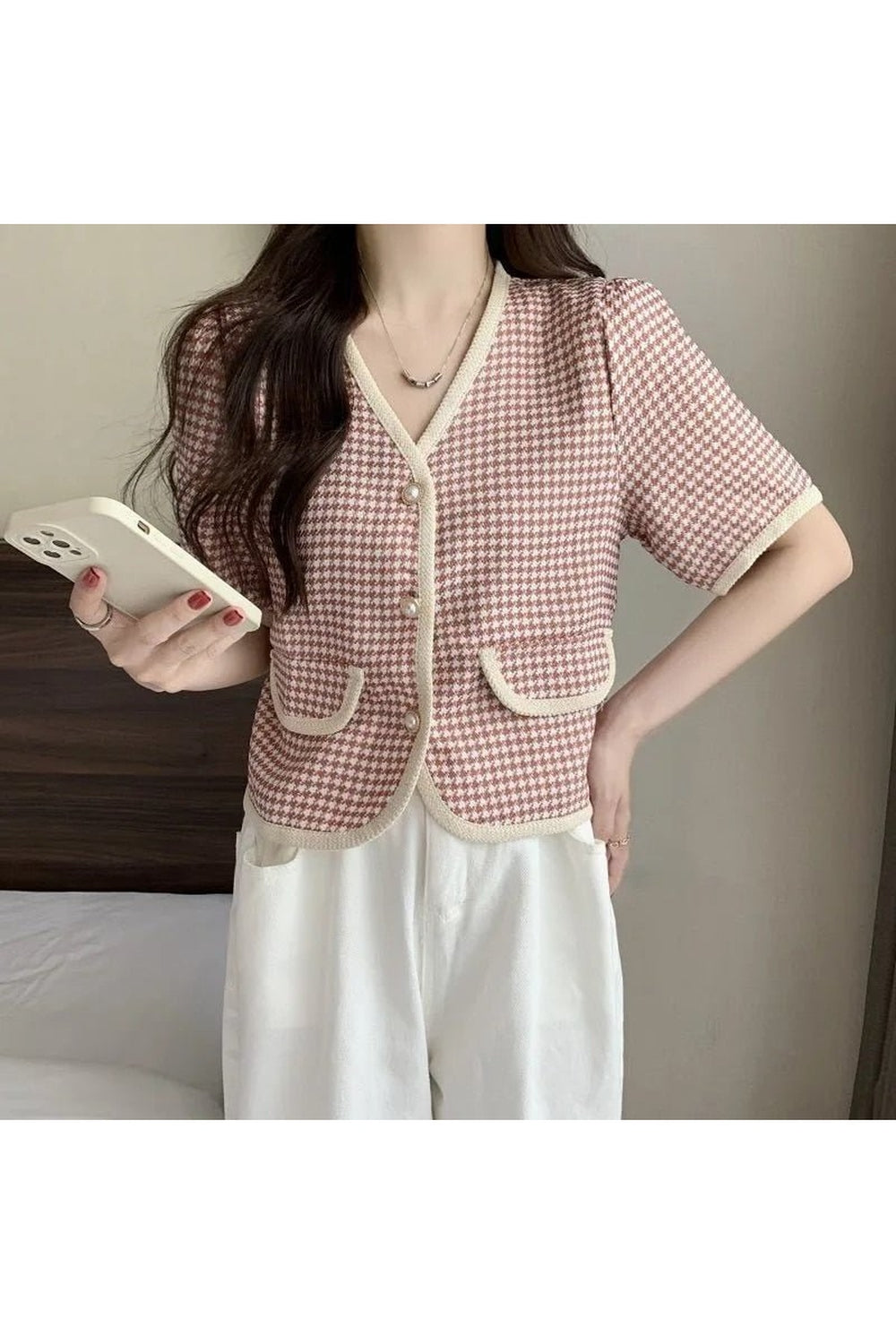 Y2k V-Neck Cropped Shirt