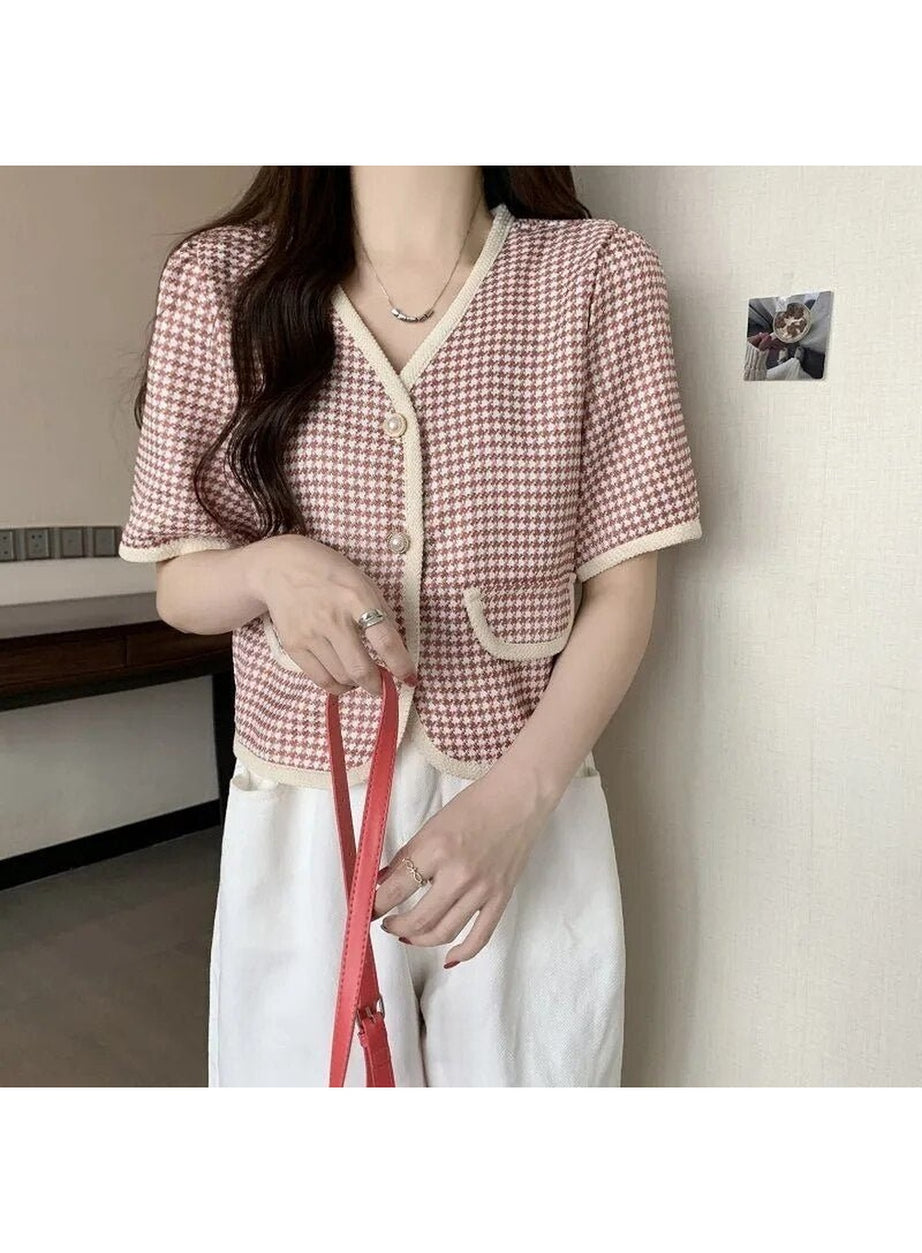 Y2k V-Neck Cropped Shirt