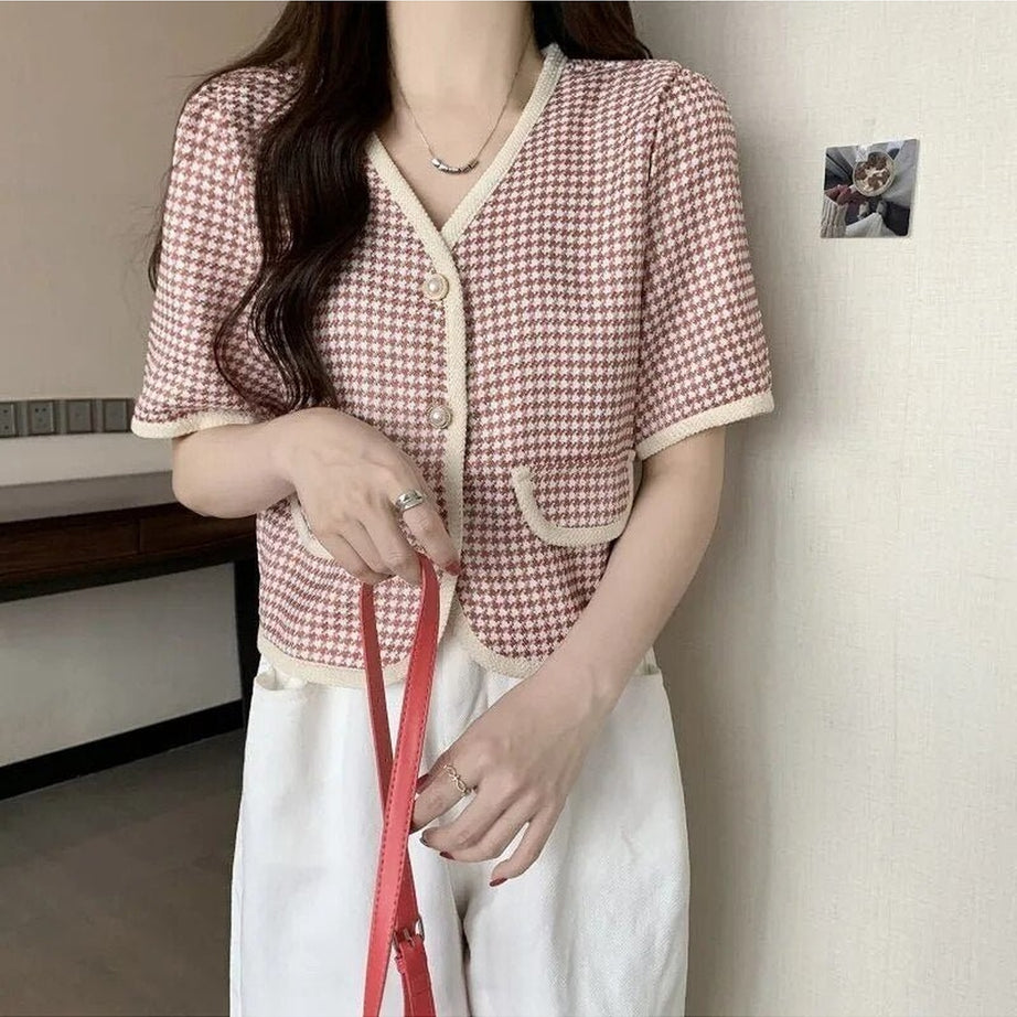 Y2k V-Neck Cropped Shirt