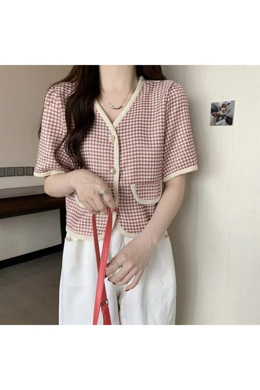 Y2k V-Neck Cropped Shirt