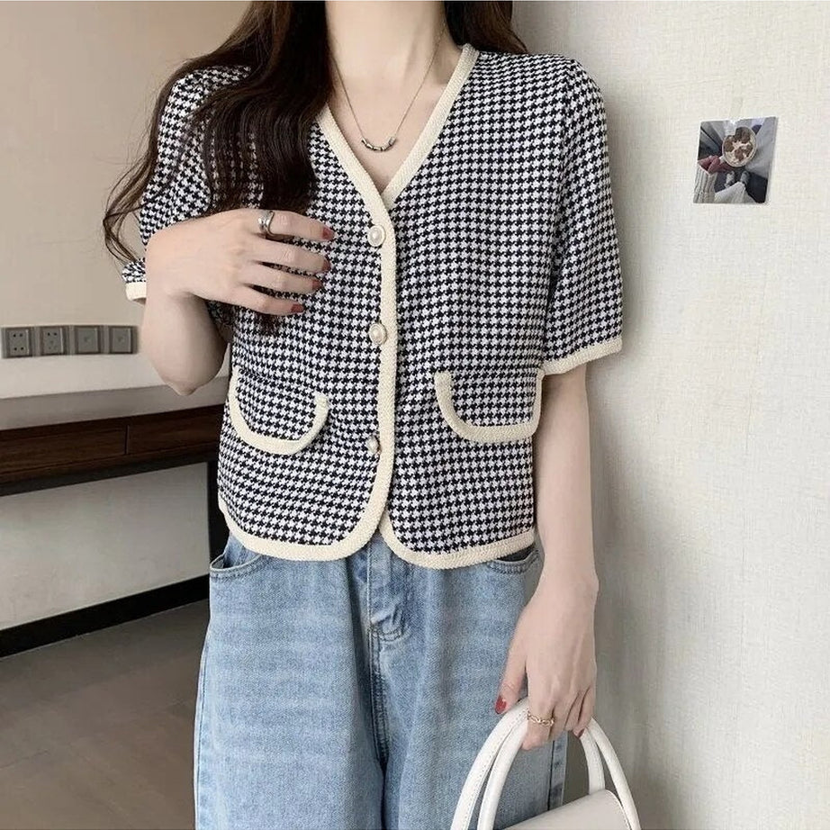 Y2k V-Neck Cropped Shirt