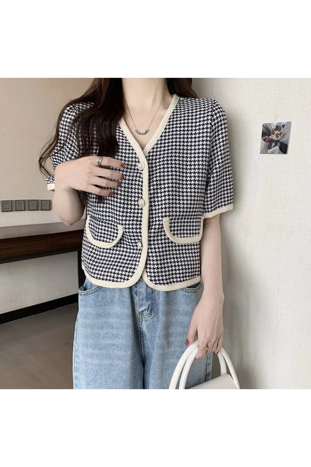 Y2k V-Neck Cropped Shirt