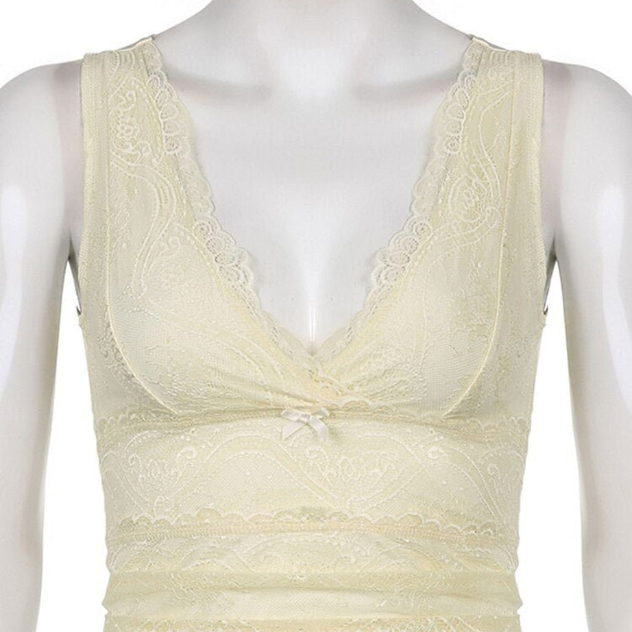 Y2k V Neck Lace Camis Top