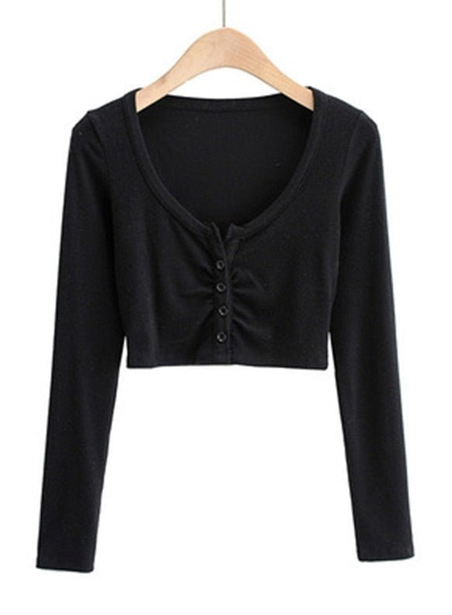 Y2k V-neck Long Sleeve Top