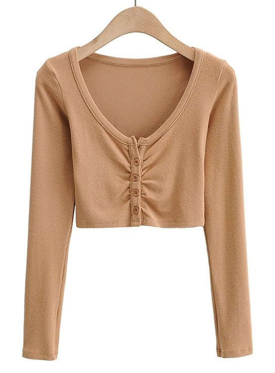 Y2k V-neck Long Sleeve Top