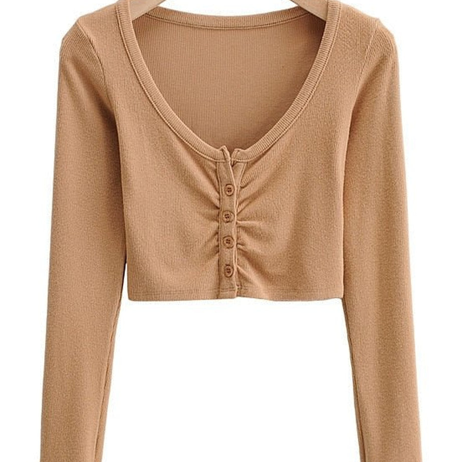 Y2k V-neck Long Sleeve Top