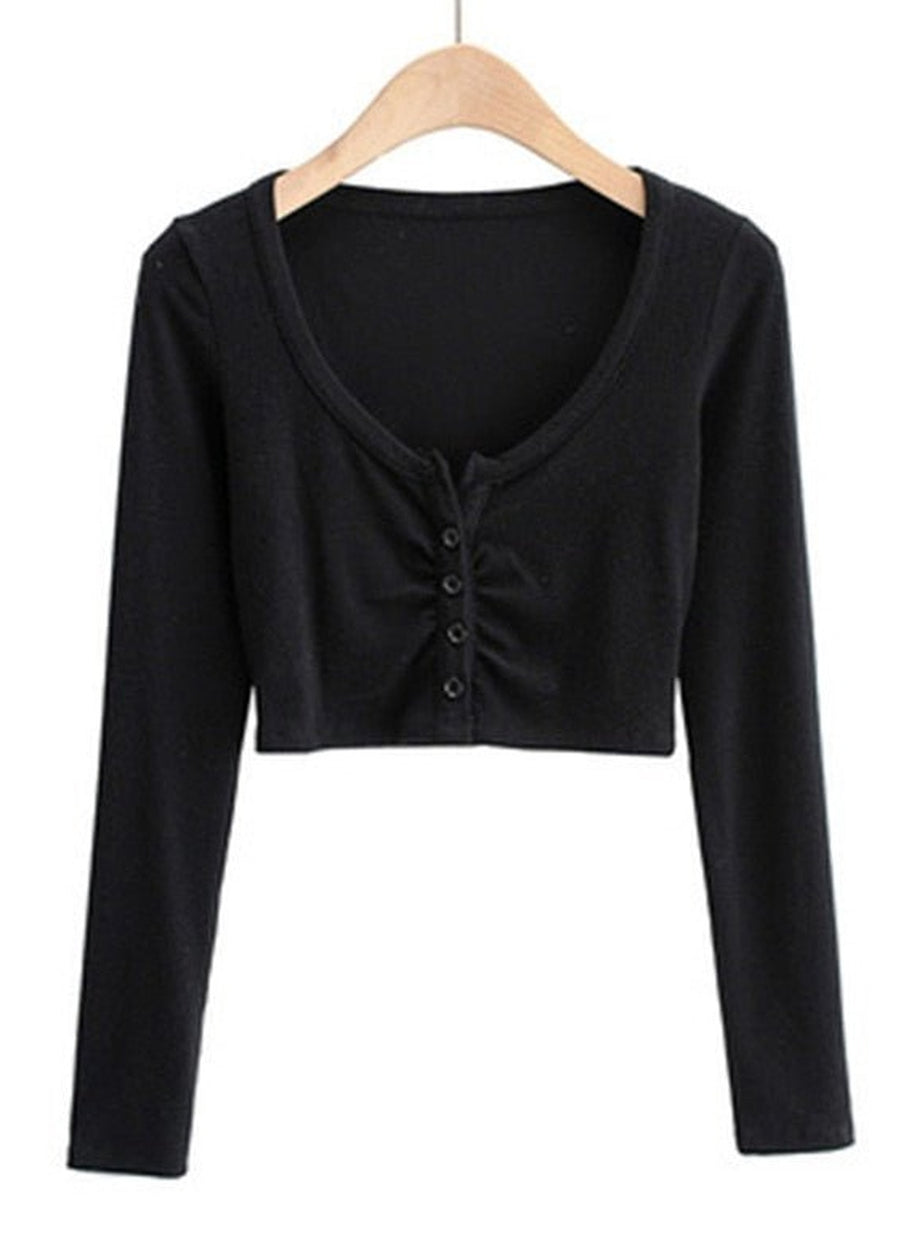 Y2k V-neck Long Sleeve Top