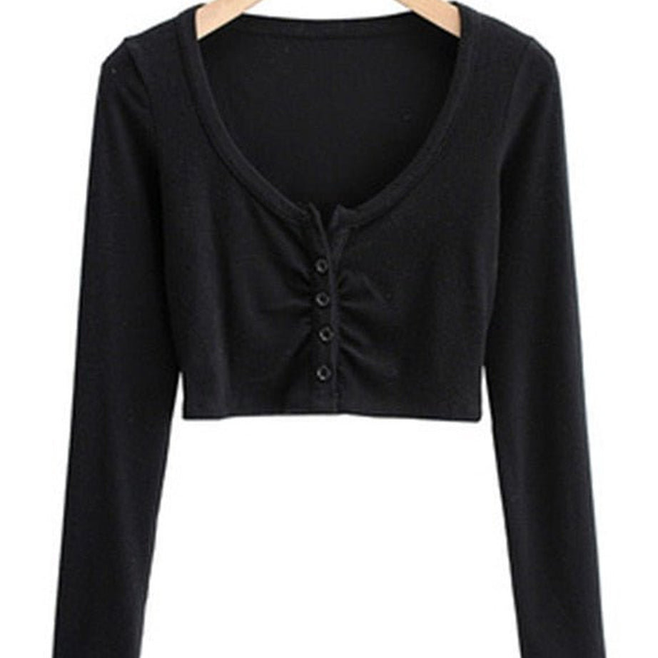 Y2k V-neck Long Sleeve Top