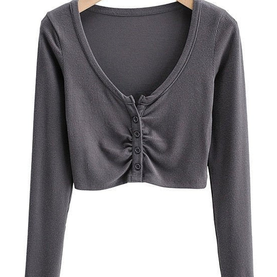 Y2k V-neck Long Sleeve Top