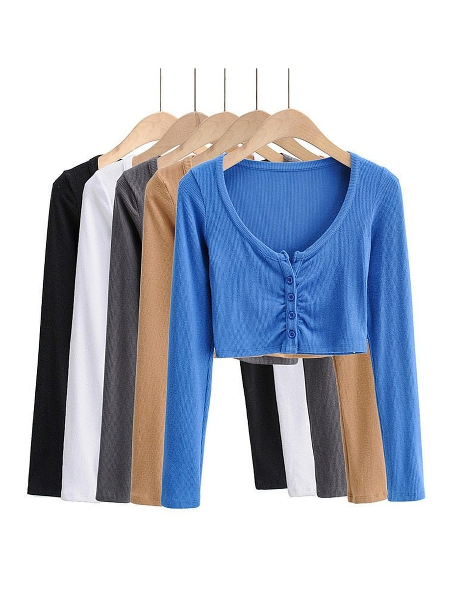 Y2k V-neck Long Sleeve Top