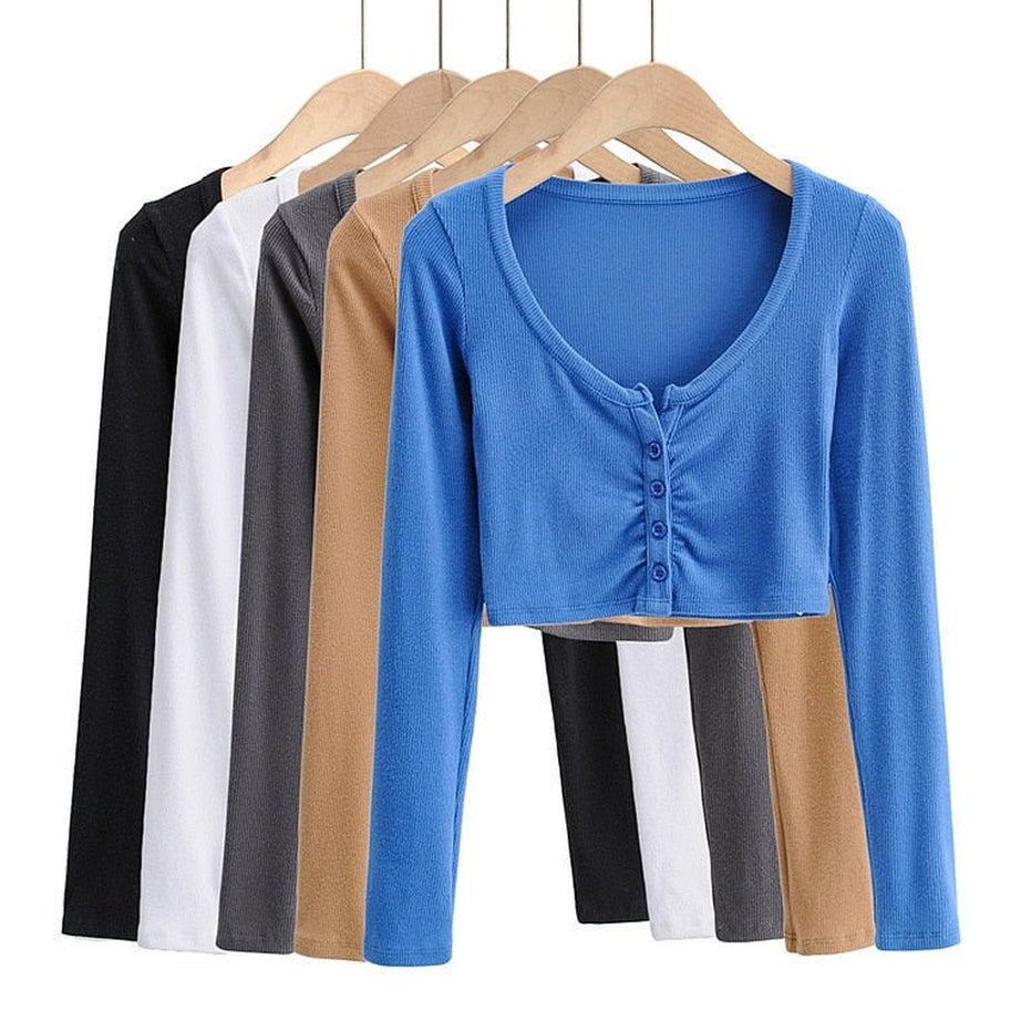 Y2k V-neck Long Sleeve Top