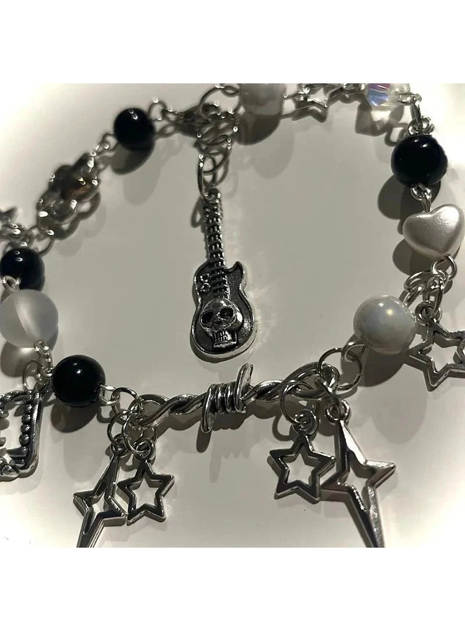 Y2k Vampire Tooth Skull Beaded Bracelet