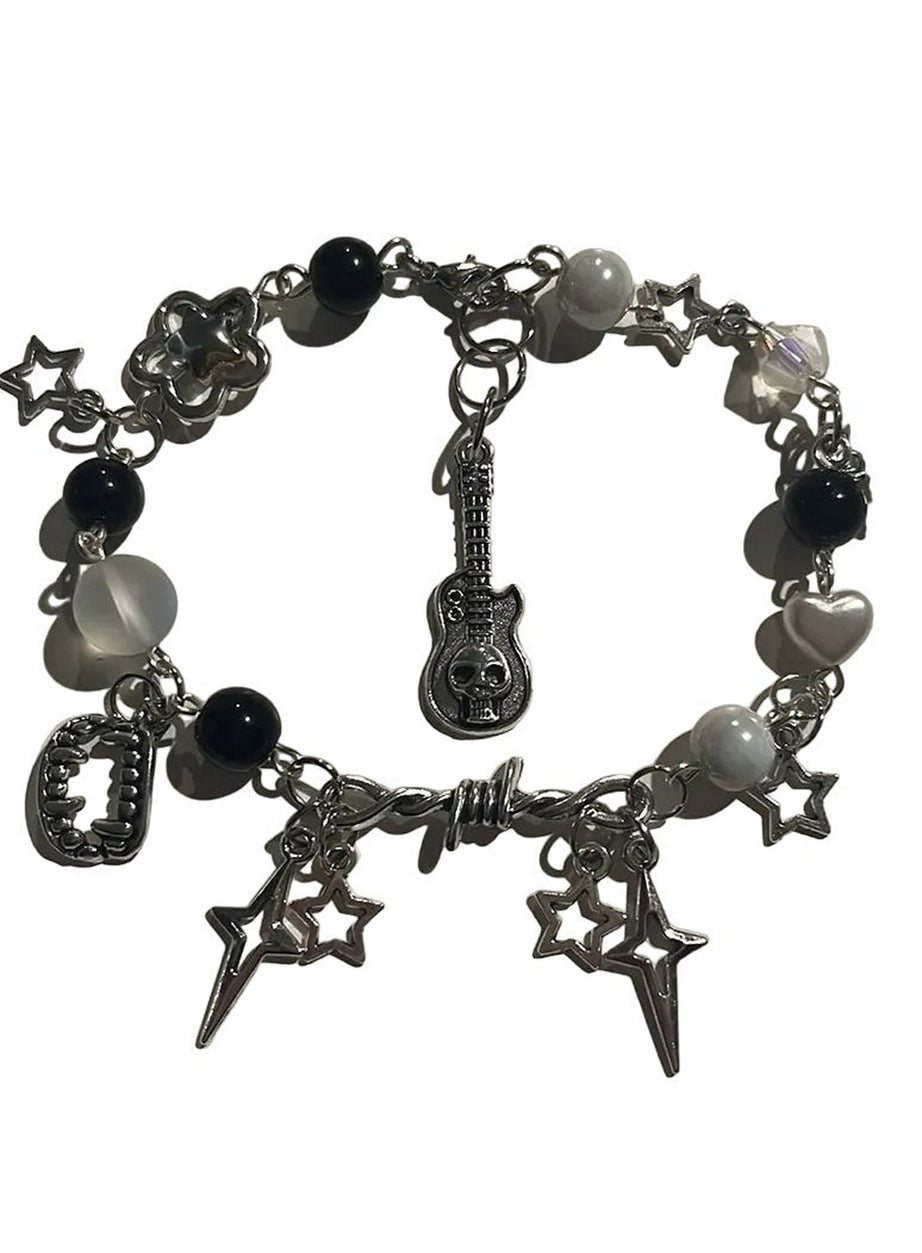 Y2k Vampire Tooth Skull Beaded Bracelet