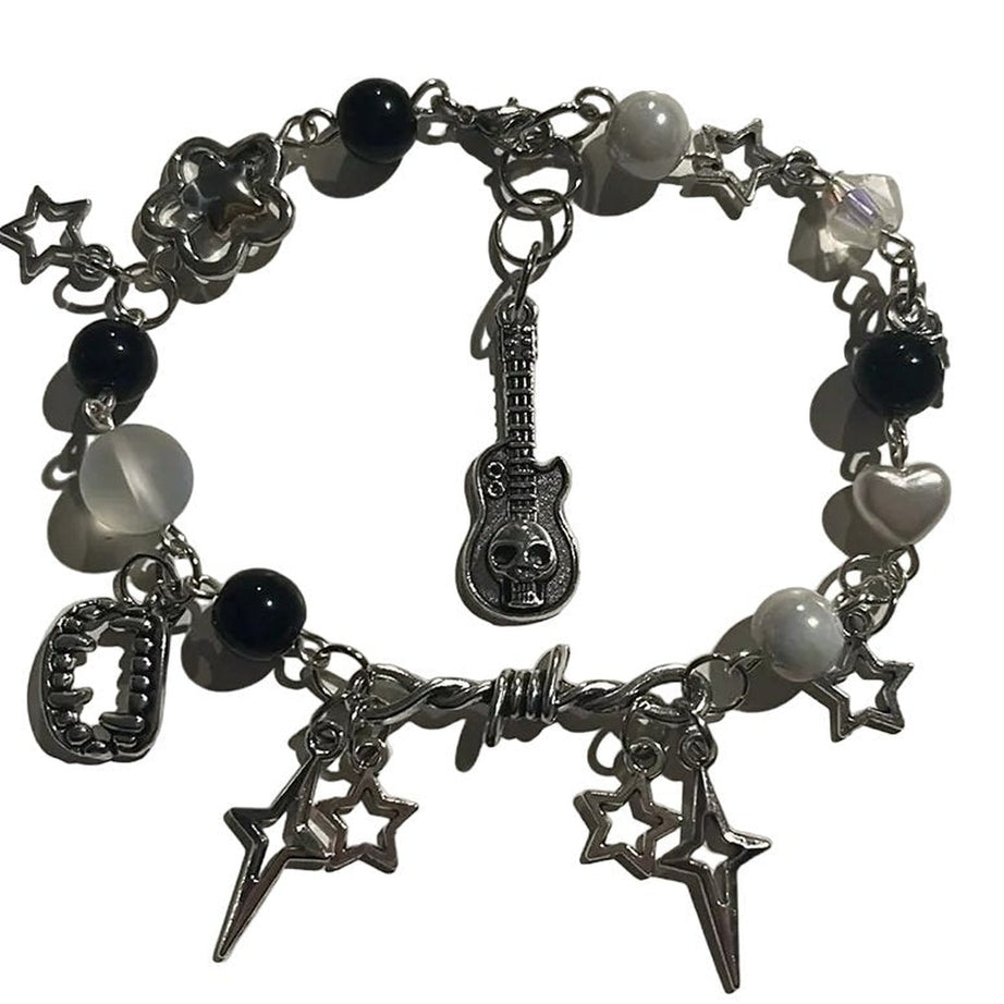 Y2k Vampire Tooth Skull Beaded Bracelet