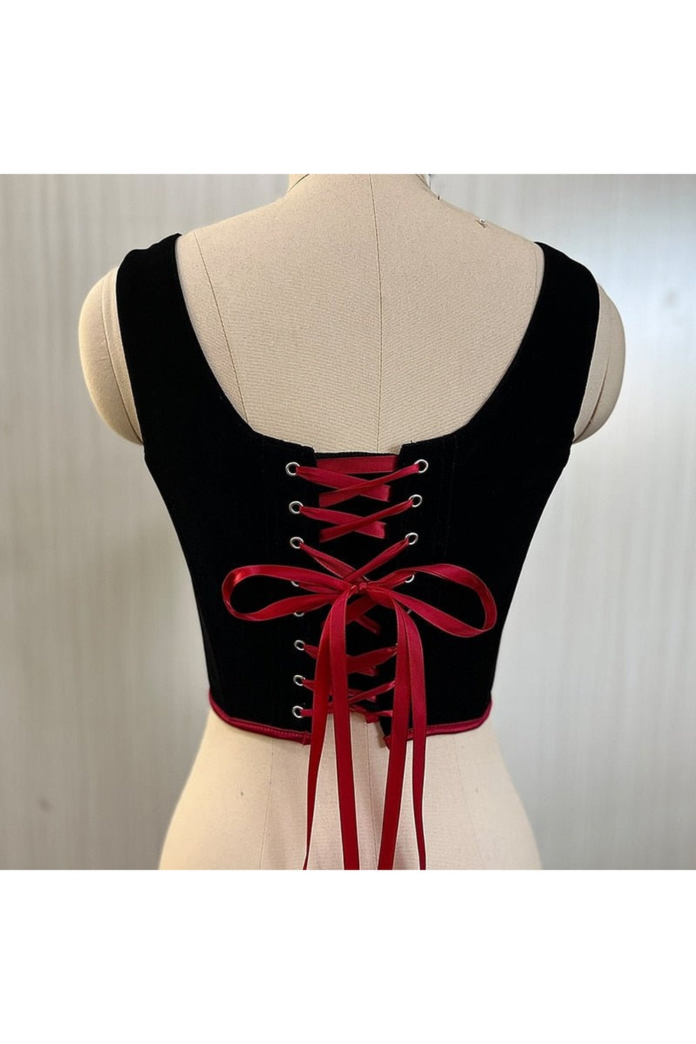 Y2k Velvet Corset Ribbon Tank Top