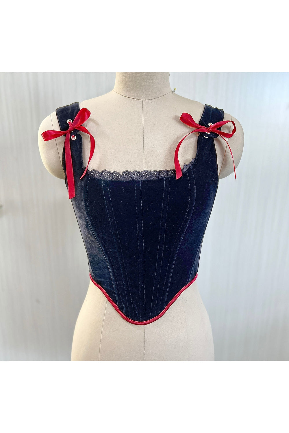Y2k Velvet Corset Ribbon Tank Top