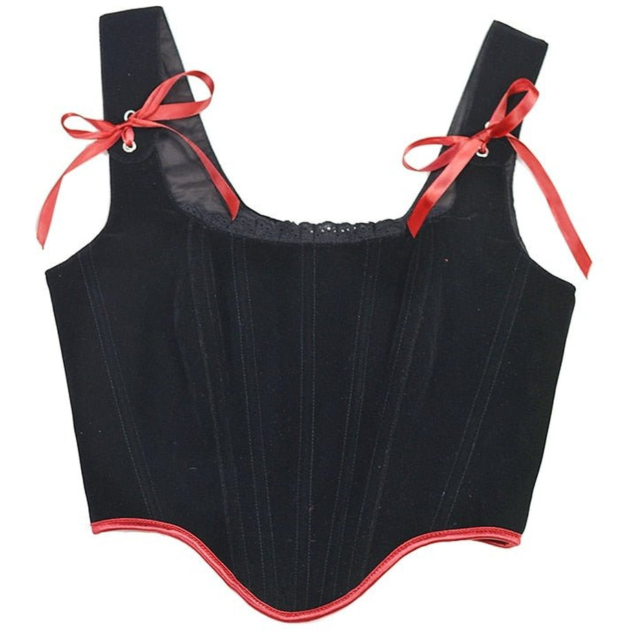 Y2k Velvet Corset Ribbon Tank Top
