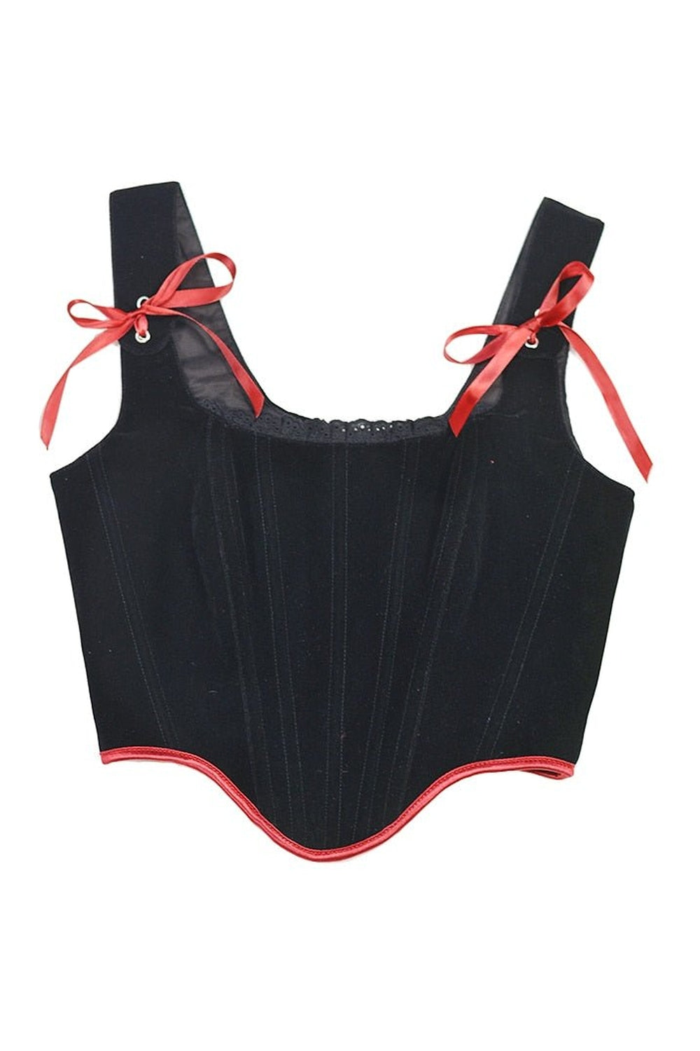 Y2k Velvet Corset Ribbon Tank Top