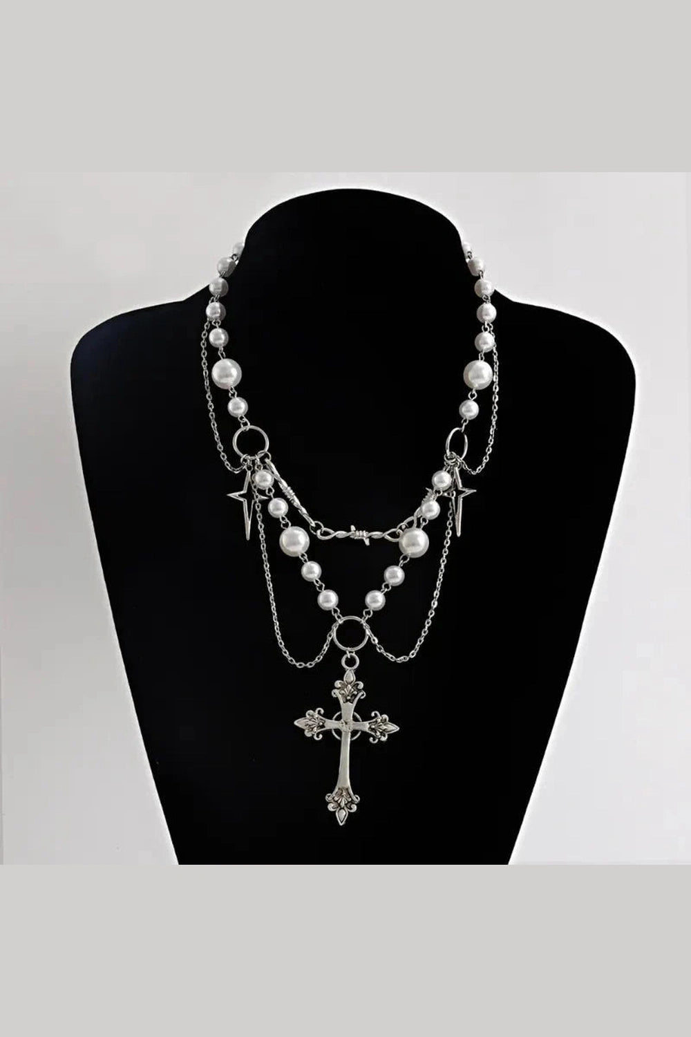 Y2k Victorian Gothic Rosary Pearl Necklace