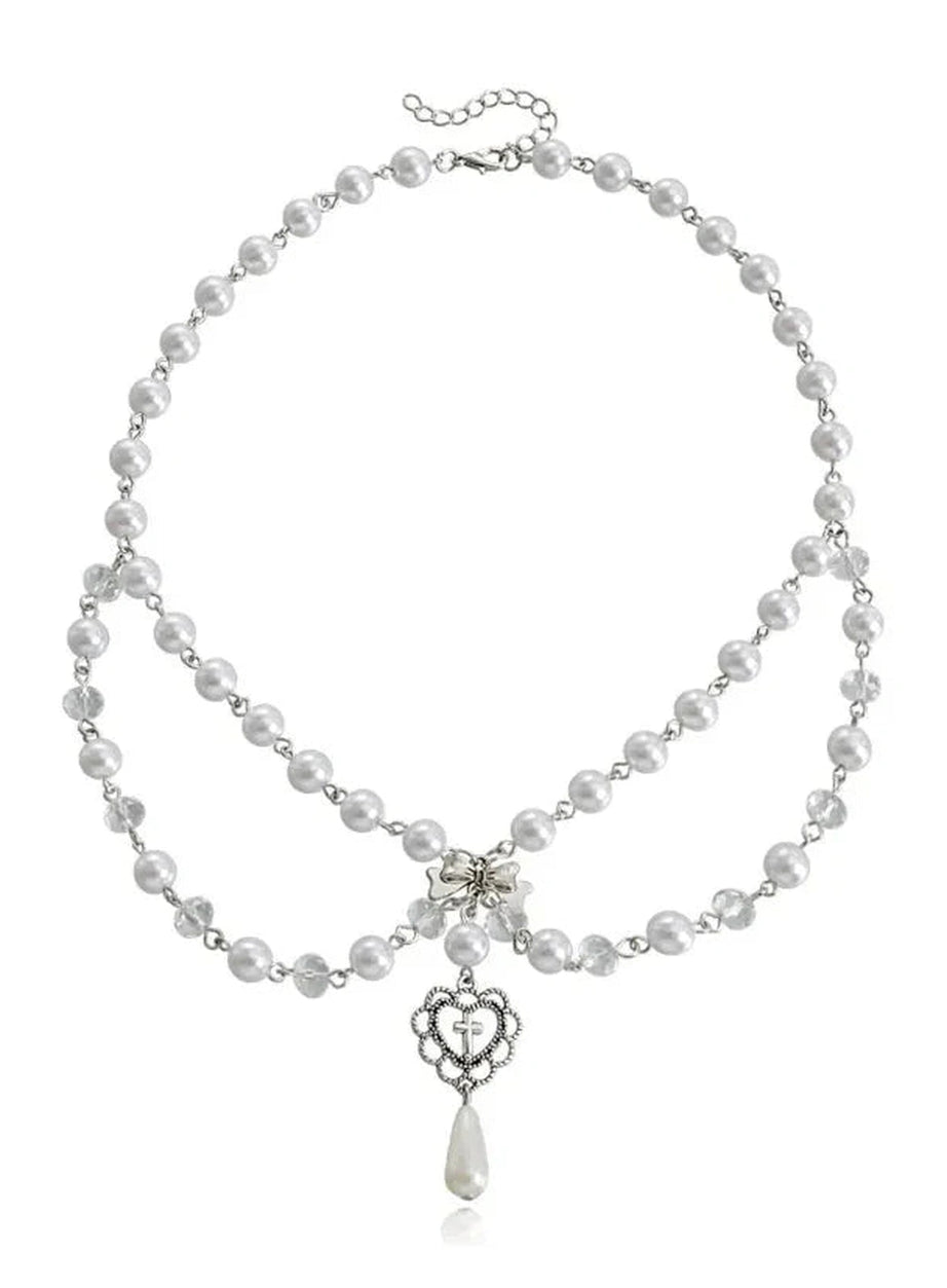 Y2k Victorian Gothic Rosary Pearl Necklace