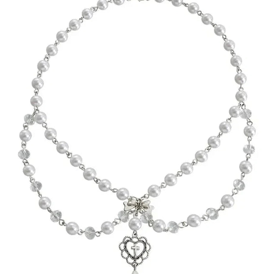 Y2k Victorian Gothic Rosary Pearl Necklace