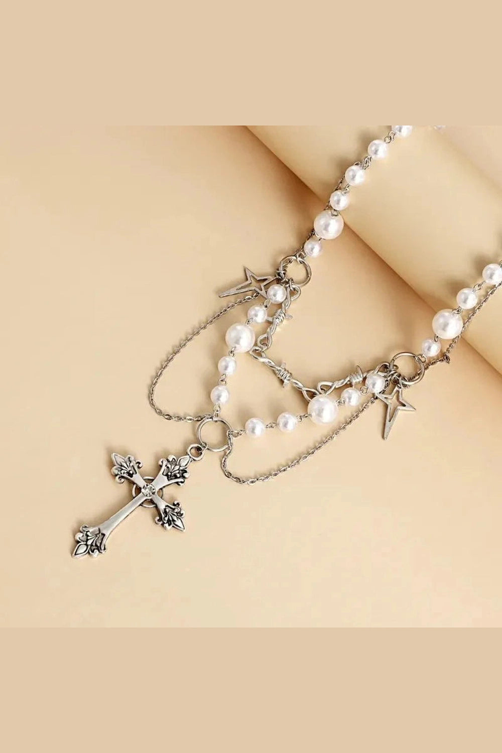 Y2k Victorian Gothic Rosary Pearl Necklace