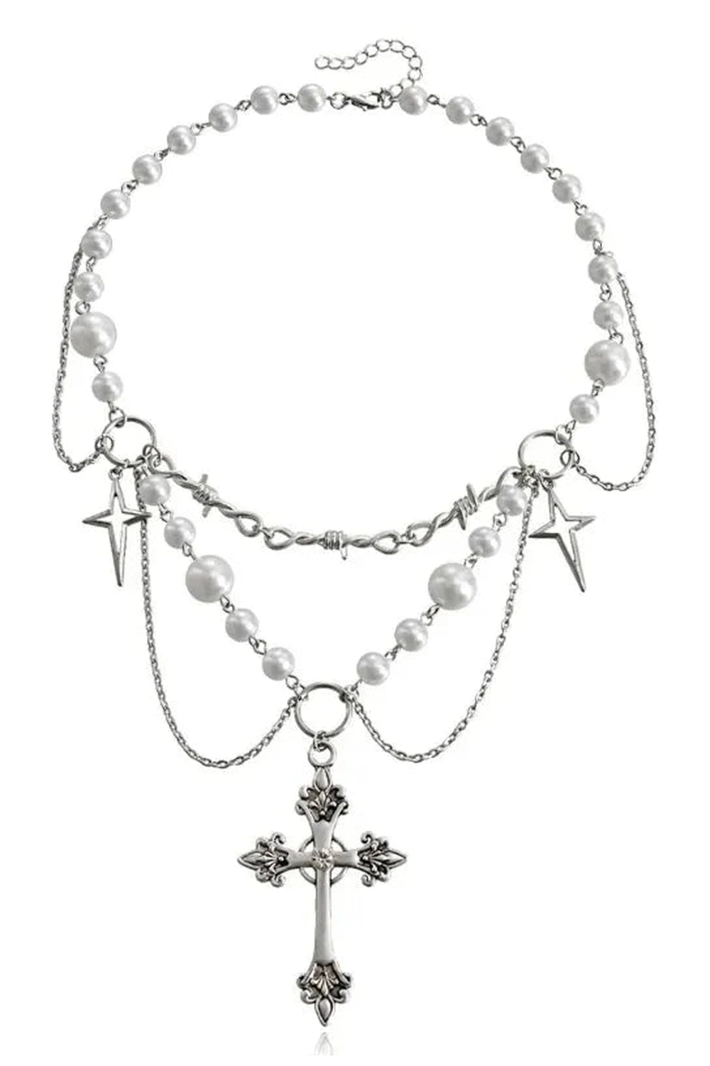 Y2k Victorian Gothic Rosary Pearl Necklace