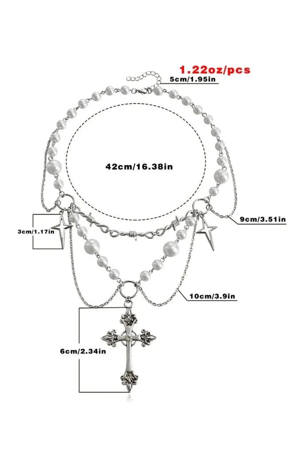 Y2k Victorian Gothic Rosary Pearl Necklace