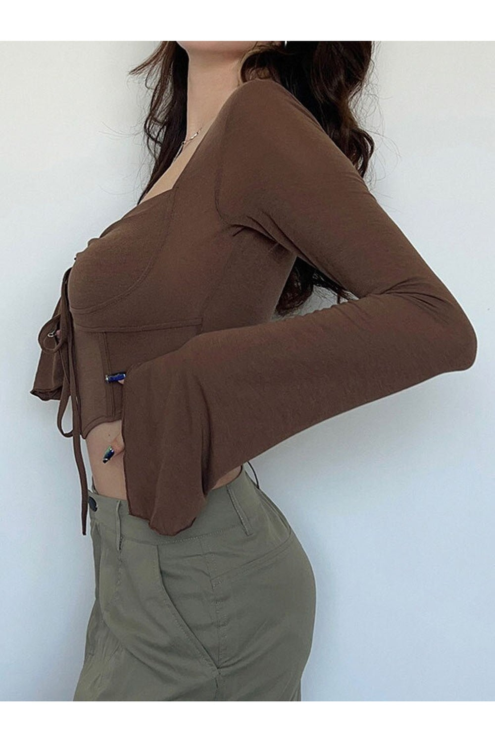 Y2k Vintage Aesthetic Flare Sleeve Crop Top